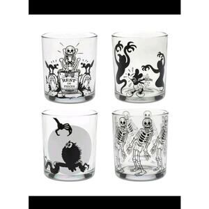 NEW Short Glasses Set Halloween Disney Skeleton Dance Silly Symphony Cups Mickey